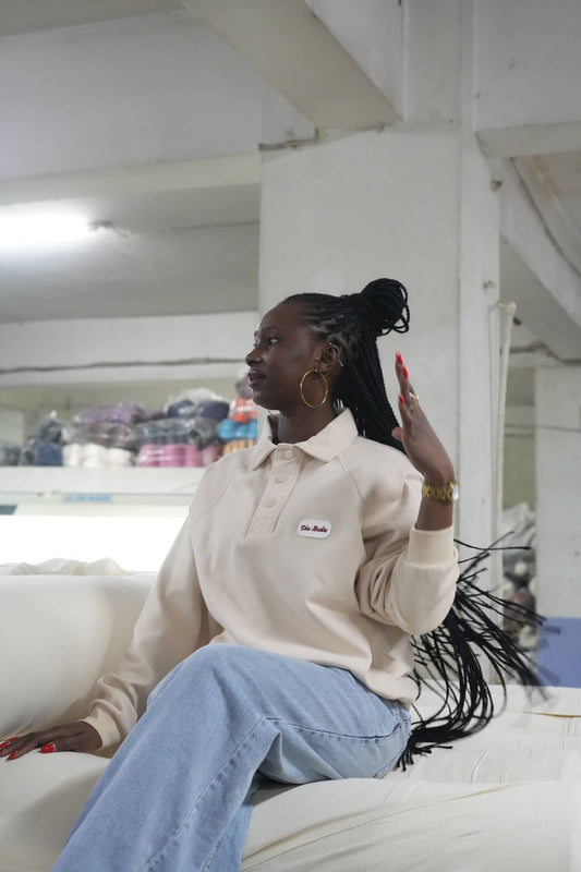 Bej Polo Yaka Sweatshirt