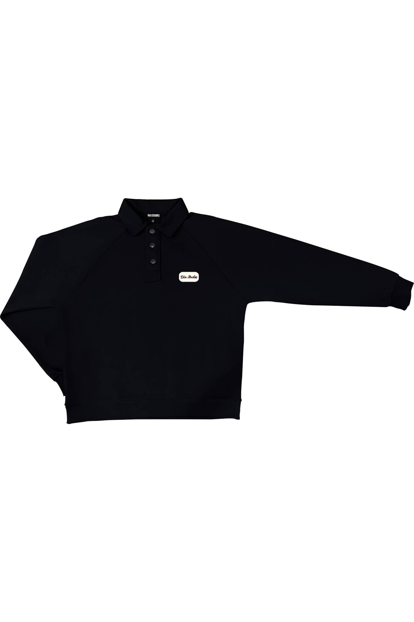 Siyah Polo Yaka Sweatshirt