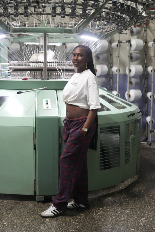 Bordo Mavi Ekose Desen Fırcalı Esofman Altı-Pijama