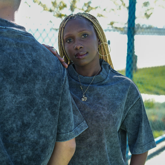 Siyah Asit Yıkamalı Tişört