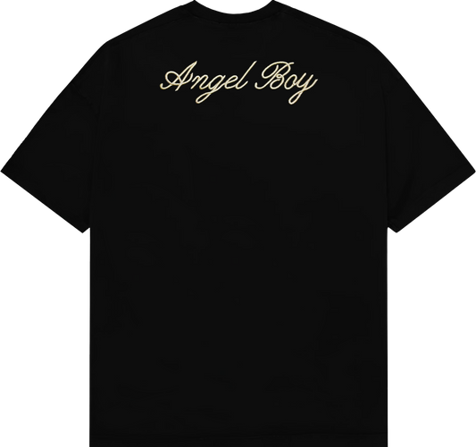 Siyah Angel Boy Nakıs Islemeli Tisort