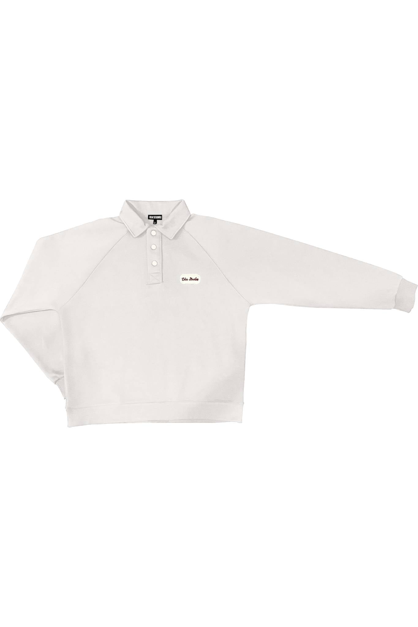Ekru Polo Yaka Sweatshirt
