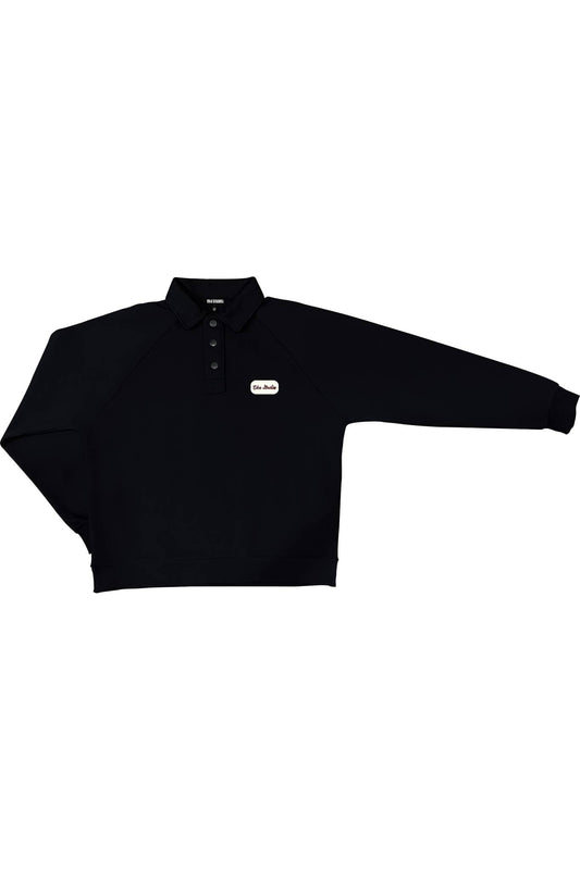 Siyah Polo Yaka Sweatshirt