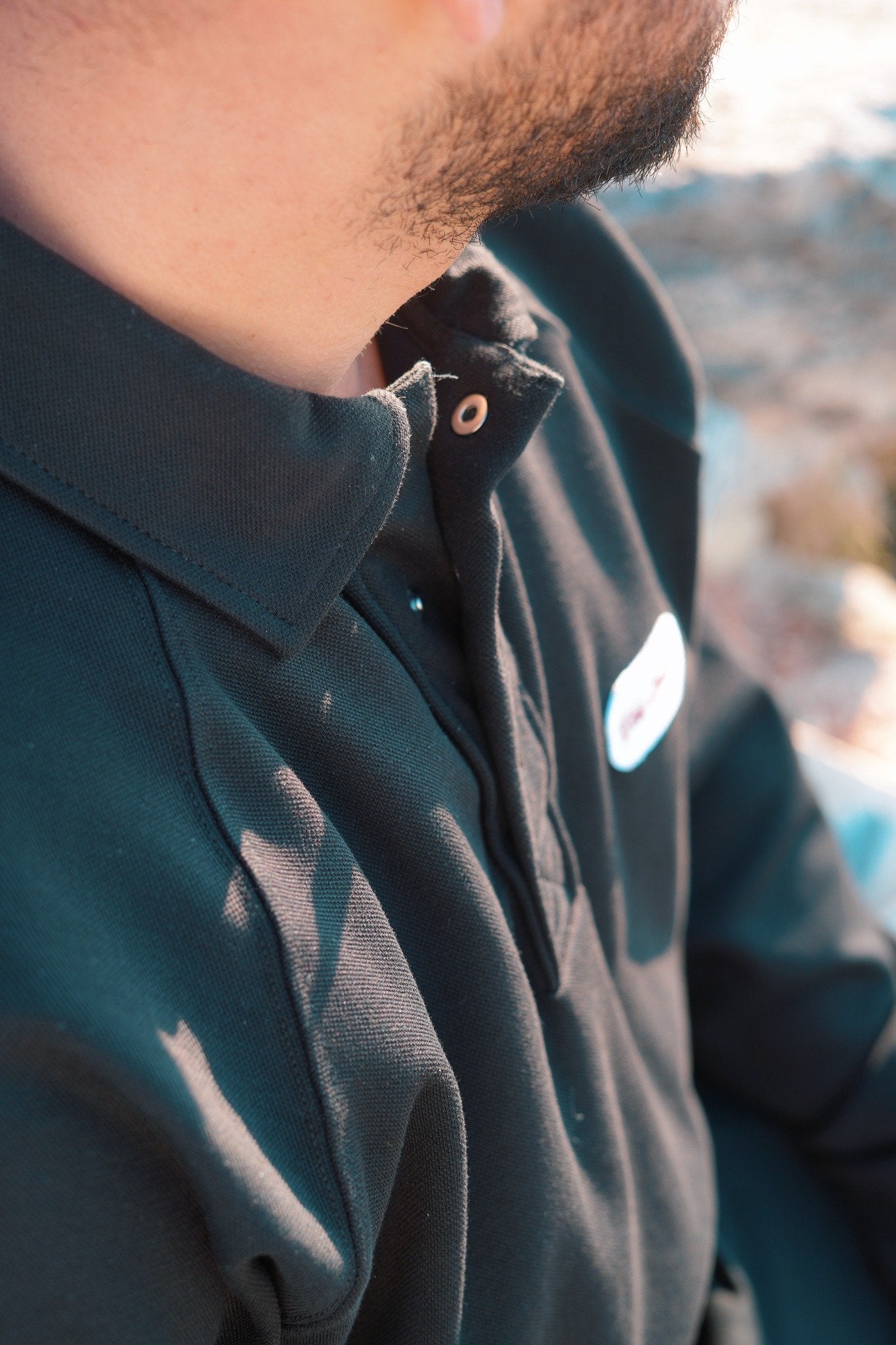 Siyah Polo Yaka Sweatshirt
