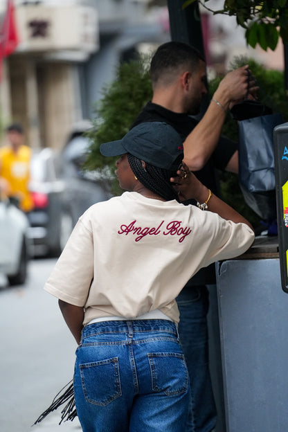 Bej Angel Boy Nakıs Islemeli Tisort
