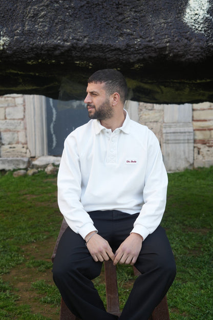 Ekru Polo Yaka Sweatshirt