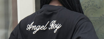 Siyah Angel Boy Nakıs Islemeli Tisort
