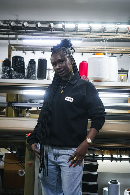 Siyah Polo Yaka Sweatshirt