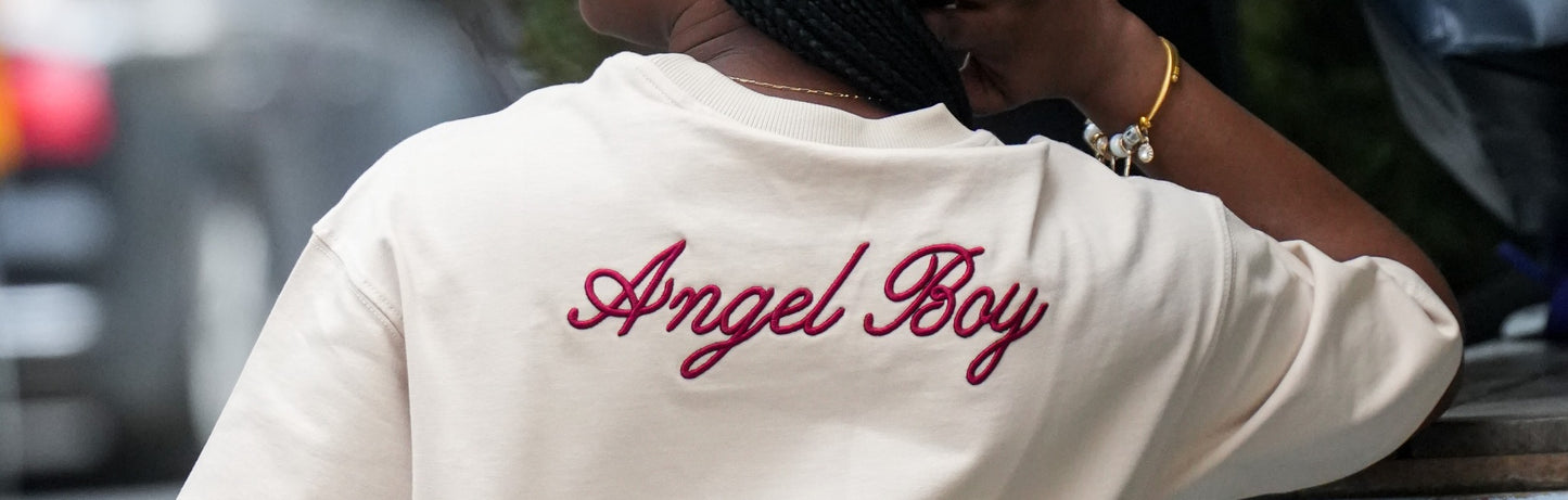 Bej Angel Boy Nakıs Islemeli Tisort