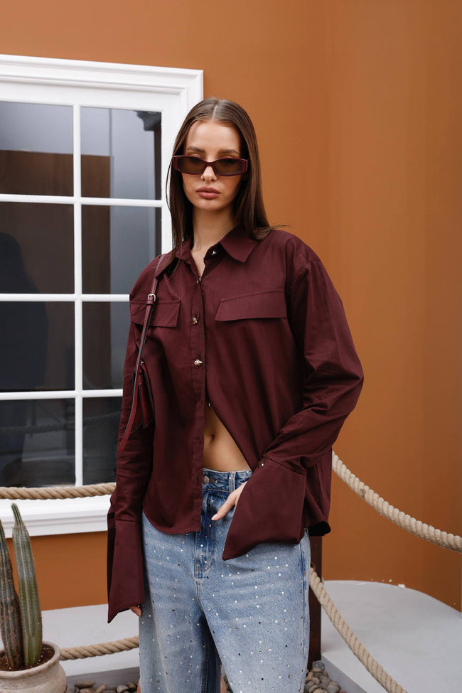 Bordo Klasik Gömlek