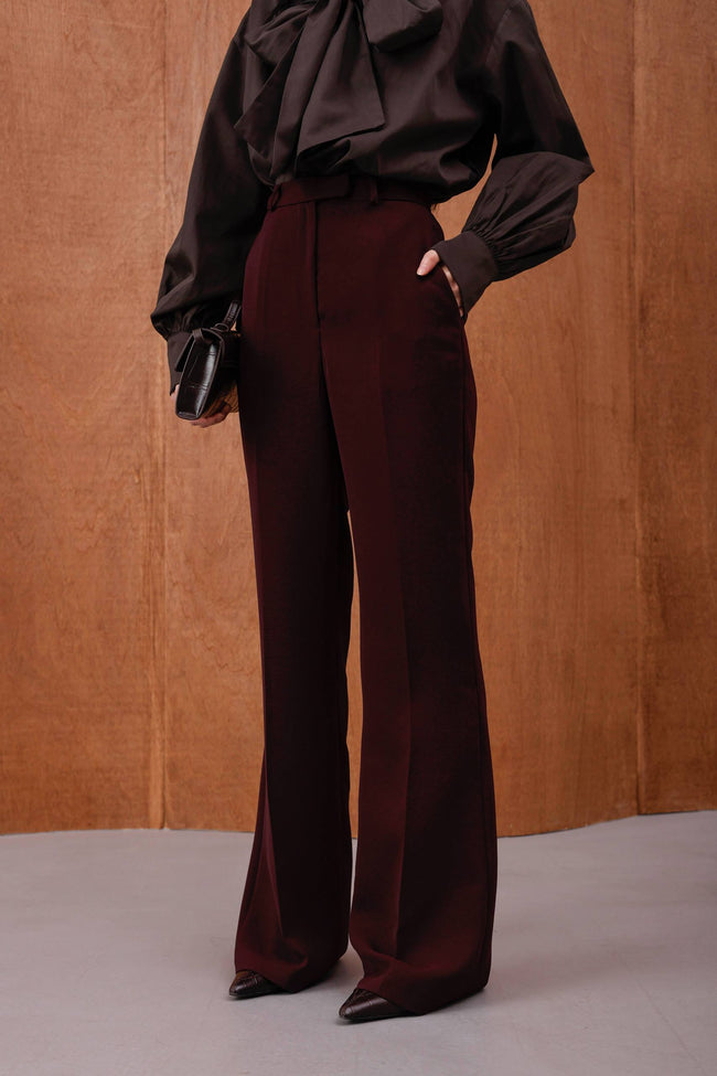 Yüksek bel kumaş palazzo pantolon