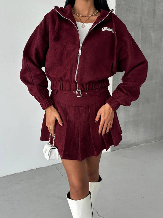 Kaşe Kapüşonlu Crop Ceket