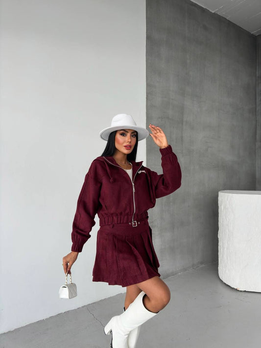 Kaşe Kapüşonlu Crop Ceket