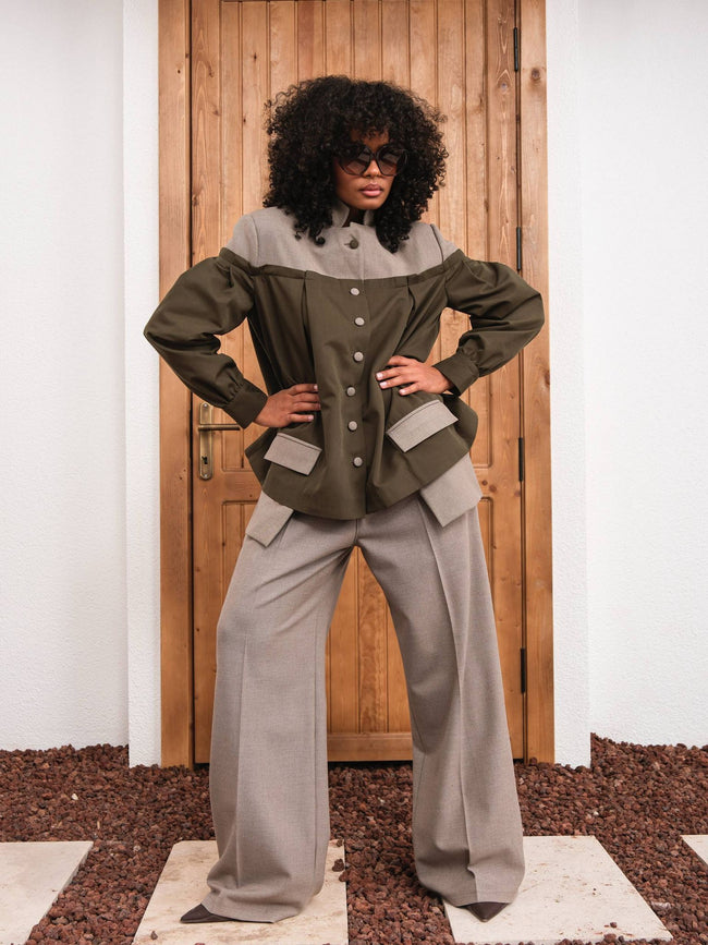 Color Block Oversize Ceket