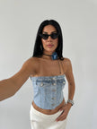 Strapless denim bustier